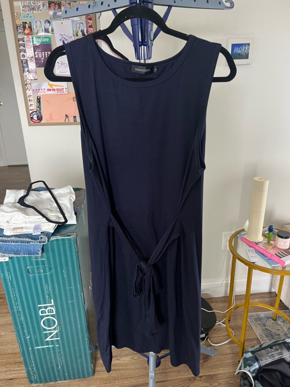 Merokitty Women's Navy Tie-Waist Mini Dress